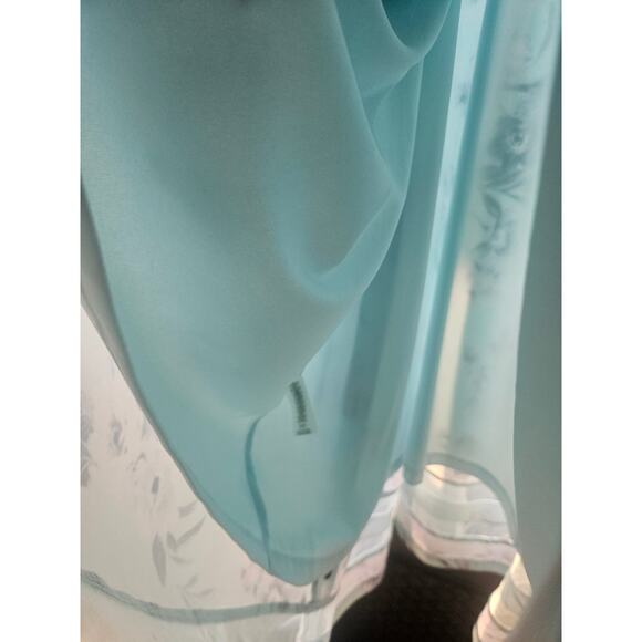 Calvin Klein Floral Aqua Blue Dress Sz 18 Fit Flare Fully lined Princess Seams - Picture 9 of 12